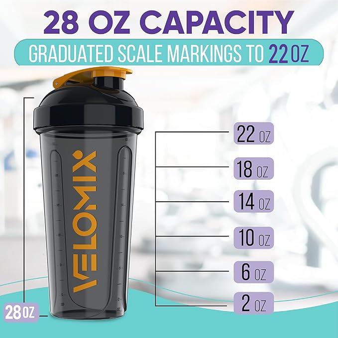 -2 Pack- 28 oz Protein Shaker Bottles for Protein Mixes - 2x Wire Whisk | Leak Proof Shaker Cups for Protein Shakes | Protein Shaker Bottle Pack (Golden Stone)