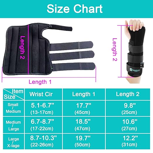 TANDCF Unisex Forearm and Wrist Support Splint Brace Double Fixation Wrist Brace for Carpal Tunnel, Adjustable Night Time Forearm Immobilizer Brace Splints,9.8 inch (25cm) length(RH/S)