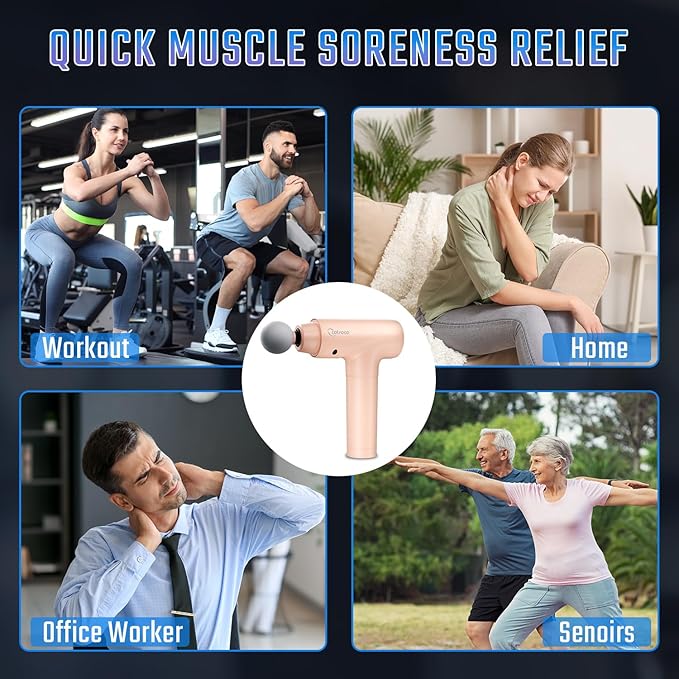 cotsoco Massage Gun Deep Tissue, Muscle Massage Gun with 9 Attachment Heads 20 Speeds & Silent Brushless Motor for Pain Relief, Handheld Percussion Back Massager Gun for Athletes(Pink)