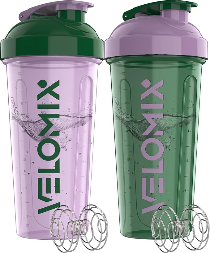 -2 Pack- 28 oz Protein Shaker Bottles for Protein Mixes - 2x Wire Whisk | Leak Proof Shaker Cups for Protein Shakes | Protein Shaker Bottle Pack (Flower Set)