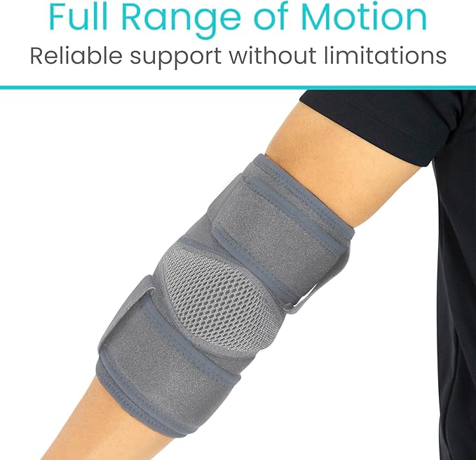 Vive Elbow Brace - Tennis Compression Sleeve - Wrap for Golfers, Bursitis, Left or Right Arm - Tendonitis Support Strap for Golf, Men and Women - Epicondylitis and Sports Recovery (Gray, Standard)