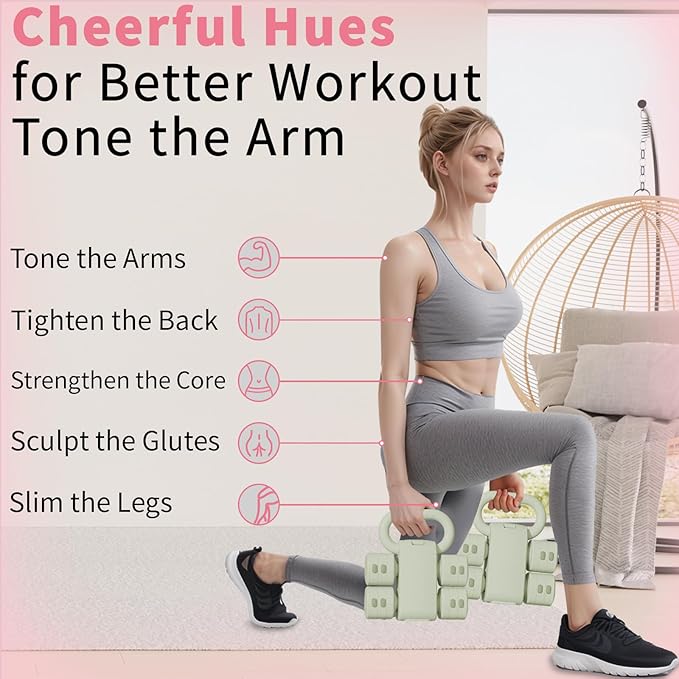Adjustable Kettlebell Set, 4-in-1 Free Weight Kettlebell sets (5.5lbs 7.7lbs 9.9lbs 12.1lbs) for women, Weight Dumbbell Set of 2 for Home Gym Fitness Training