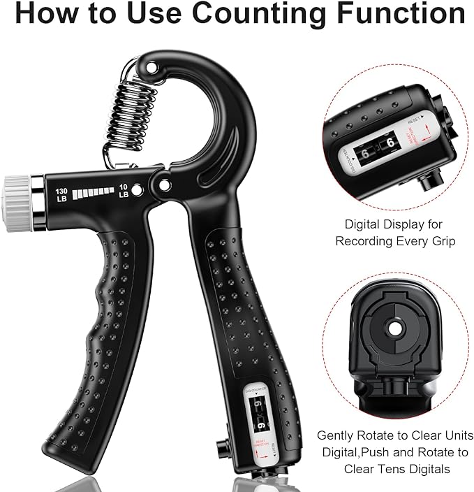 KDG Hand Grip Strengthener 2 Pack Adjustable Resistance 10-130 lbs Forearm Exerciser,Grip Strength Trainer for Muscle Building and Injury Recovery for Athletes