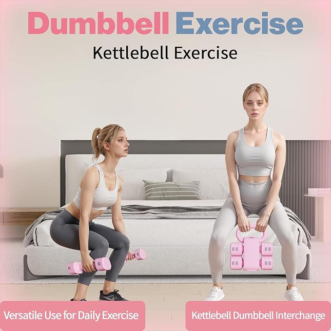 Adjustable Kettlebell Set, 4-in-1 Free Weight Kettlebell sets (5.5lbs 7.7lbs 9.9lbs 12.1lbs) for women, Weight Dumbbell Set of 2 for Home Gym Fitness Training
