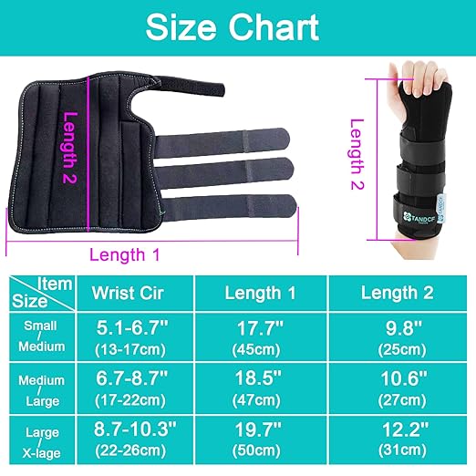 TANDCF Unisex Forearm and Wrist Support Splint Brace Double Fixation Wrist Brace for Carpal Tunnel, Adjustable Night Time Forearm Immobilizer Brace Splints,10.6 inch (27cm) length(LH/M)