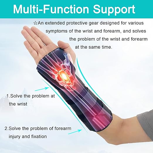 TANDCF Unisex Forearm and Wrist Support Splint Brace Double Fixation Wrist Brace for Carpal Tunnel, Adjustable Night Time Forearm Immobilizer Brace Splints,9.8 inch (25cm) length(RH/S)