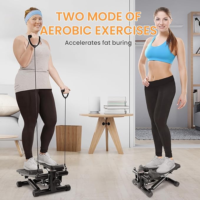 Steppers for Exercise, Stair Steeper with Resistance Bands, Portable Stepper Capable of Full-Body Exercise, Low Noise and Smooth, Bear 300 lbs
