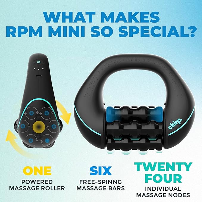 Chirp RPM Mini + XR 6" Wheel Bundle - Rolling Percussive Massager and Foam Roller Wheel, Supports Deep Tissue Massage and Back Pain Relief