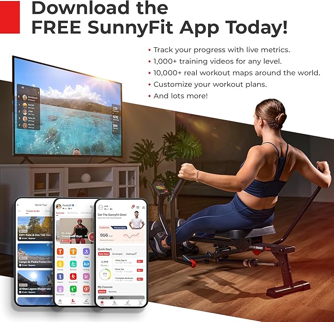 Sunny Health & Fitness 2-in-1 Premium Power Stepper with 400lbs Weight Capacity and Resistance Bands, Low-Impact Cardio, Space-Saving, Height-Adjustable, with Bluetooth and Free SunnyFit App