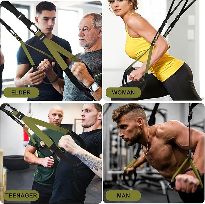 Home Resistance Training Kit | Full-Body Workout with Suspension Trainer Straps, Door Anchor, Handles, and Carrying Bag | Complete Home Gym Equipment