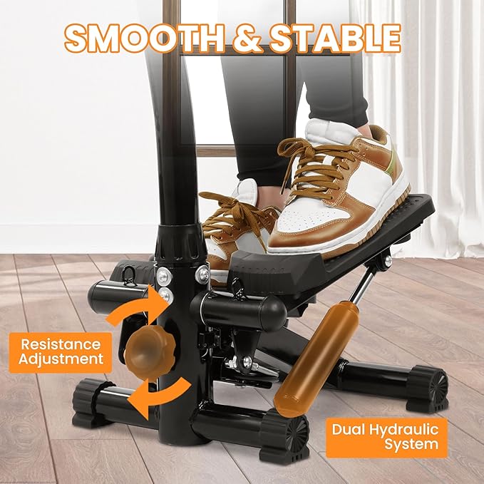 Steppers for Exercise, Stair Steeper with Resistance Bands, Portable Stepper Capable of Full-Body Exercise, Low Noise and Smooth, Bear 300 lbs