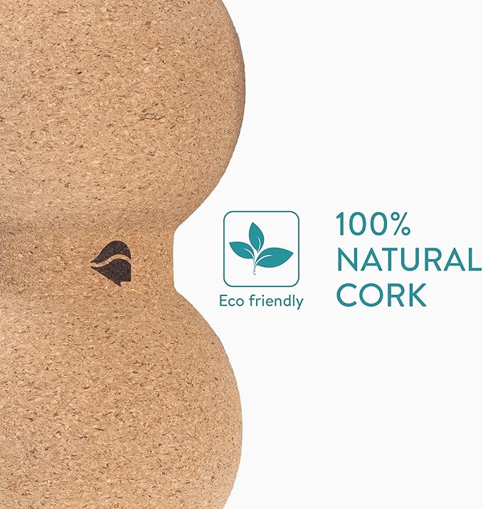 Navaris Cork Massage Roller Ball Set (3 Pieces) - Includes Cork Peanut Roller, Cork Massage Ball, Cork Mini Roller - Rollers for Back and Muscles