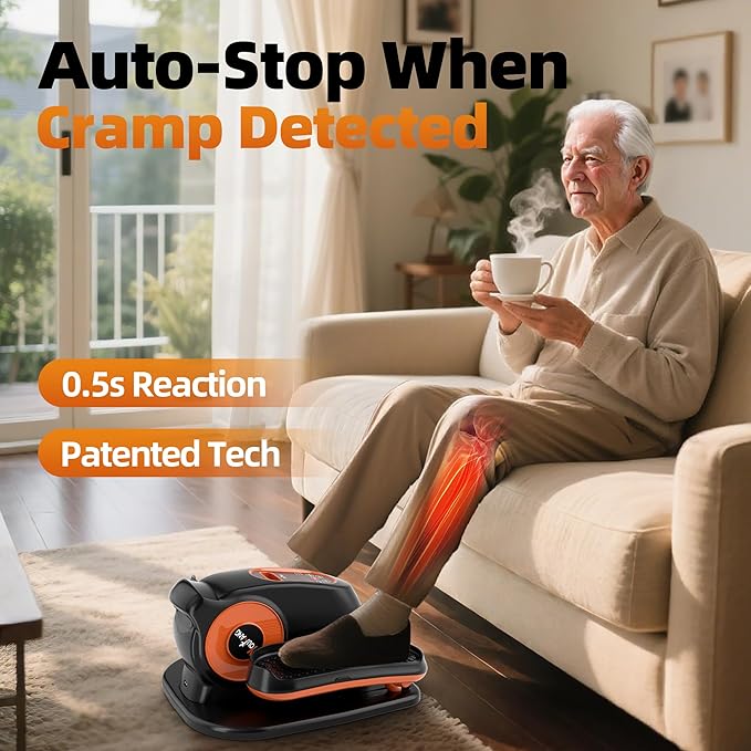 Under Desk Elliptical Machine, Electric Seated Elliptical with Auto/Therapy Modes & Safety Stop, 12-Level Quiet Motorized Elliptical for Seniors & Rehab, Desk & Home Office Use with Remote Control