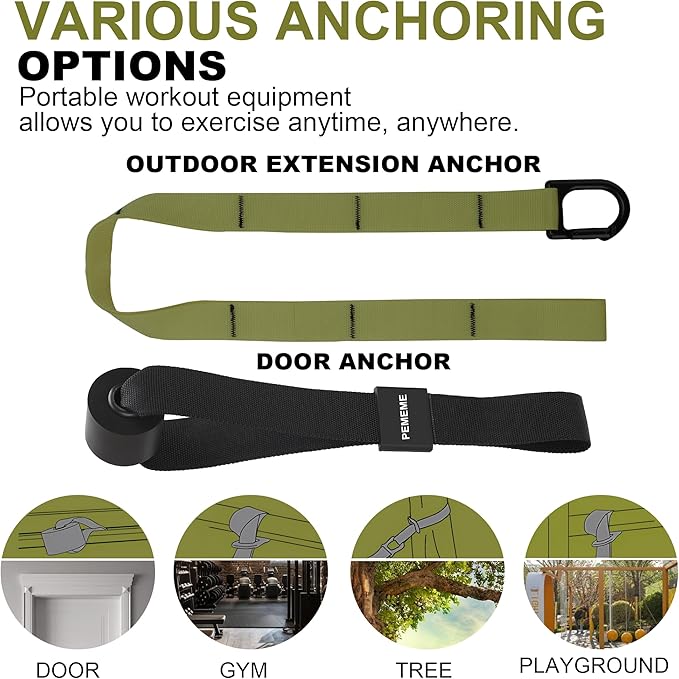 Home Resistance Training Kit | Full-Body Workout with Suspension Trainer Straps, Door Anchor, Handles, and Carrying Bag | Complete Home Gym Equipment