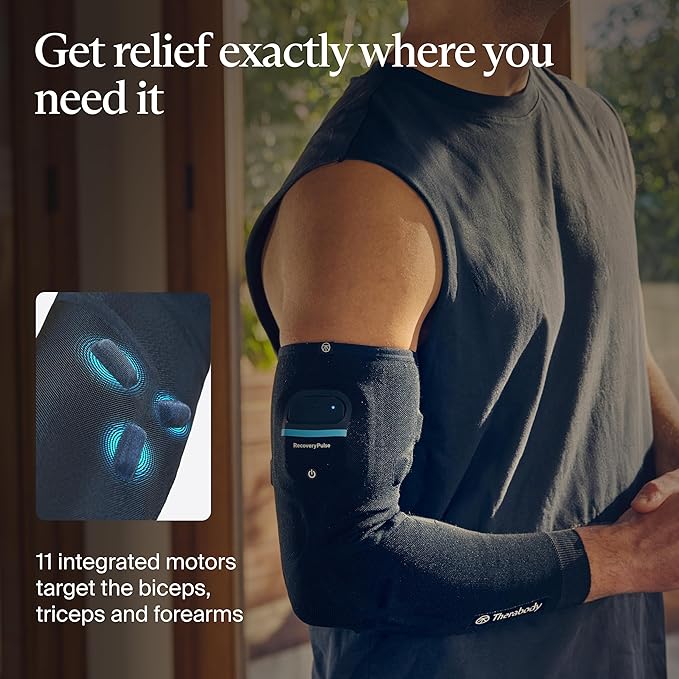 Therabody RecoveryPulse Arm - Compression and Vibration Sleeve for On The Go Relief, Reduce Soreness and Pain in Arms, Increase Flexibility (Extra Large)