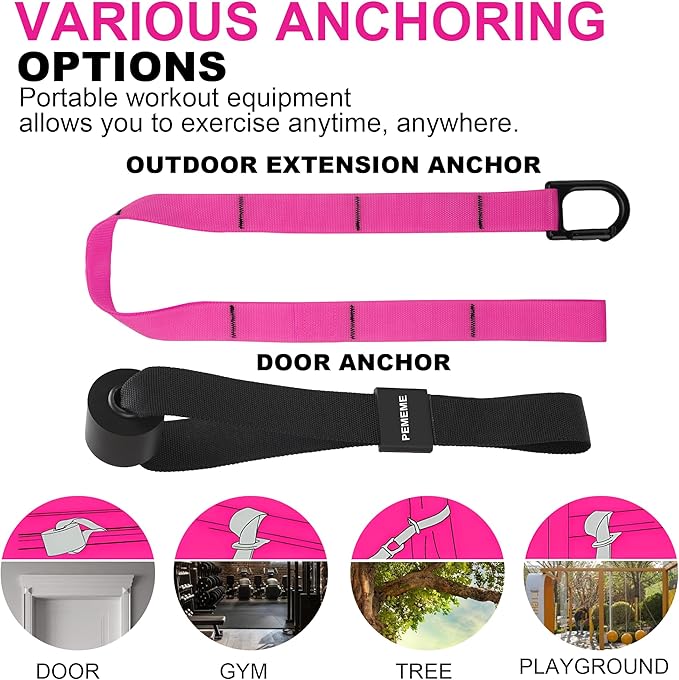 Home Resistance Training Kit | Full-Body Workout with Suspension Trainer Straps, Door Anchor, Handles, and Carrying Bag | Complete Home Gym Equipment