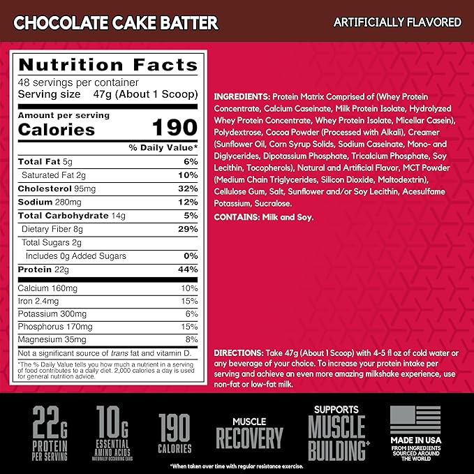 BSN SYNTHA-6 Whey Protein Powder, Micellar Casein, Milk Protein Isolate Powder, Chocolate Cake Batter, 48 Servings (Package May Vary)