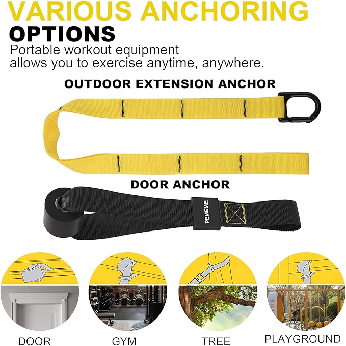 Home Resistance Training Kit | Full-Body Workout with Suspension Trainer Straps, Door Anchor, Handles, and Carrying Bag | Complete Home Gym Equipment