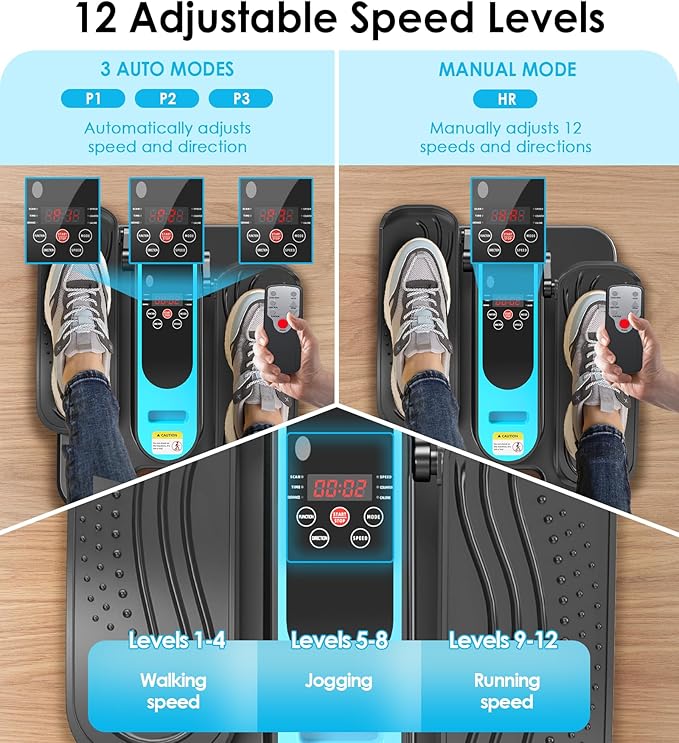 2025 New Under Desk Elliptical Machine,Portable Seated Pedal Exercise Machine for Seniors,Mini Ellipse Leg Exerciser with 12 Adjustable Speeds&Remote Control,Quiet&Compact for Home Office