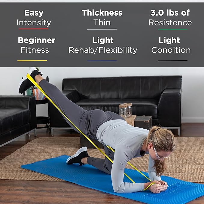 THERABAND Resistance Bands Set, Professional Non-Latex Elastic Band For Upper & Lower Body Exercise, Strength Training without Weights, Physical Therapy, Pilates, Rehab, Yellow & Red & Green, Beginner