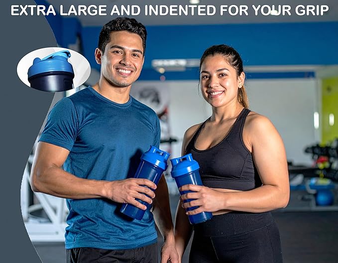 2 Pack 45 oz Protein Shaker Bottles with Wire Whisk – BPA-Free, Leak-Proof Shaker Cups for Protein Shakes & Smoothies – Large Plastic Mixer Bottle – Classic White & Cobalt Blue