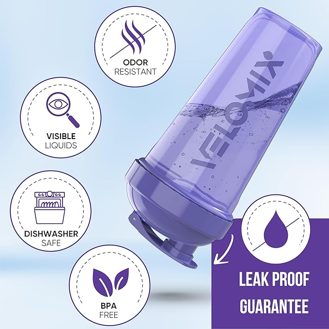 -2 Pack- 28 oz Protein Shaker Bottles for Protein Mixes - 2x Wire Whisk | Leak Proof Shaker Cups for Protein Shakes and Pre Workout | Protein Shaker Bottle Pack (Pink/Purple)