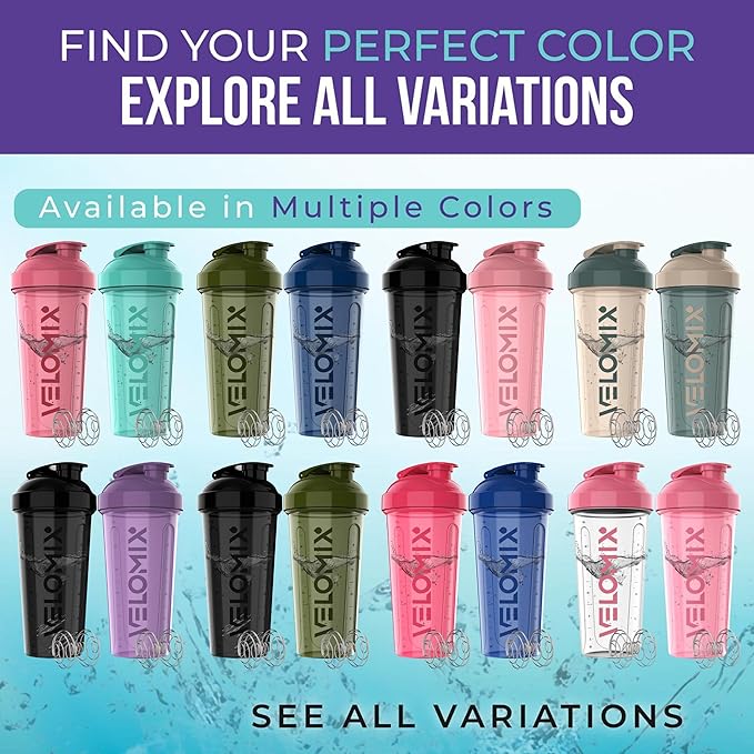 -2 Pack- 28 oz Protein Shaker Bottles for Protein Mixes - 2x Wire Whisk | Leak Proof Shaker Cups for Protein Shakes | Protein Shaker Bottle Pack (Black/Transparent)