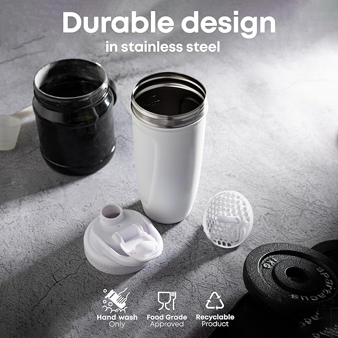 Smartshake DC COMICS Reforce Stainless Steel Protein Shaker Bottle 900 ml | 30 oz - Leakproof Screw-on Lid - BPA Free – Unisex - Non Insulated - Batman Logo
