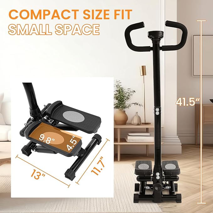 Steppers for Exercise, Stair Steeper with Resistance Bands, Portable Stepper Capable of Full-Body Exercise, Low Noise and Smooth, Bear 300 lbs
