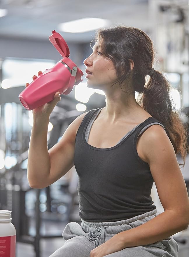 Shaker Bottle for Protein Mixes – Double Wall Stainless Steel, For Shakes, Water, Smoothies, Cocktails –Leak-Proof, 26oz, Copper-Insulated Blender Cup, BPA-Free No Mixing Tools Needed, (Pink)