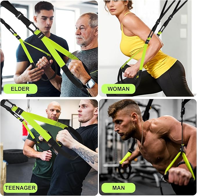 Home Resistance Training Kit | Full-Body Workout with Suspension Trainer Straps, Door Anchor, Handles, and Carrying Bag | Complete Home Gym Equipment