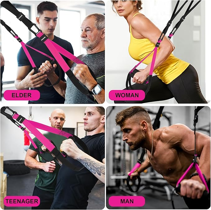 Home Resistance Training Kit | Full-Body Workout with Suspension Trainer Straps, Door Anchor, Handles, and Carrying Bag | Complete Home Gym Equipment
