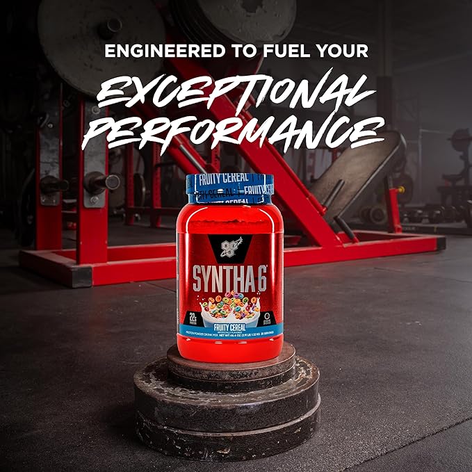 BSN SYNTHA-6 Premium Protein Powder with 6g of Fiber, Whey Protein, Micellar Casein, Milk Protein Isolate Blend, 5g Fat, Fruity Cereal, 28 Servings (Packaging May Vary)