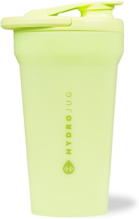 Hydrojug 20 oz Noiseless Shaker Bottle – 100% Leakproof Shaker Cup for Protein Mixes, Pre-Workout & Supplement Shakes – Durable, Easy Clean Design, Honeydew