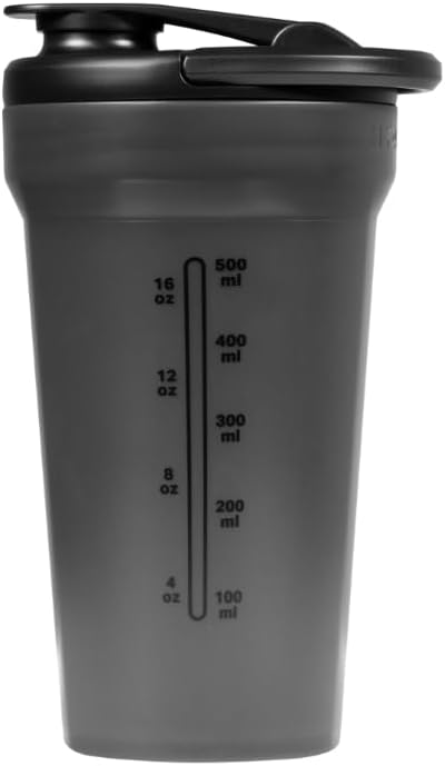 Hydrojug 20 oz Noiseless Shaker Bottle – 100% Leakproof Shaker Cup for Protein Mixes, Pre-Workout & Supplement Shakes – Durable, Easy Clean Design, Black