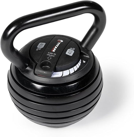Titan Fitness 10 LB-40 LB Adjustable Kettlebell Weight Set, 6 Drop Cast Iron Plates, Full Body Exercise Home Gym, Weightlifting, Conditioning, Strength and Core Training for Men and Women