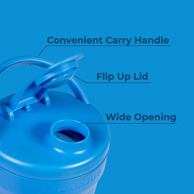 Hydrojug 20 oz Noiseless Shaker Bottle – 100% Leakproof Shaker Cup for Protein Mixes, Pre-Workout & Supplement Shakes – Durable, Easy Clean Design, Cobalt