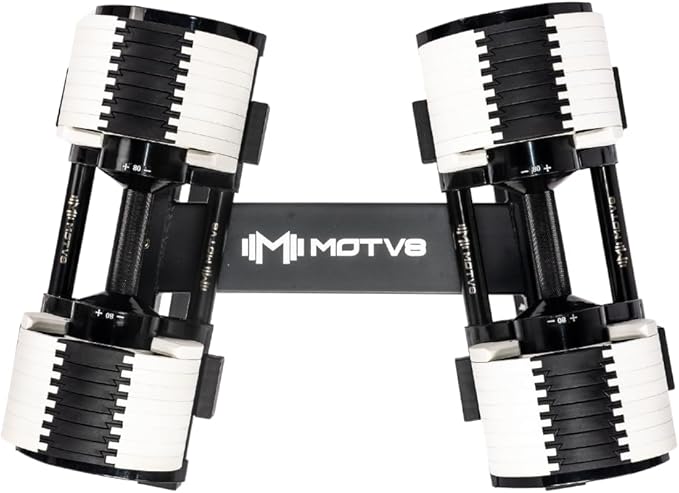 Probell 580 Adjustable Dumbbells - Motv8 Probell 580s, 5lbs - 80lbs Adjustable Free Weight Nuobell Style Dumbbells for Men and Women - Strength Training and Fitness