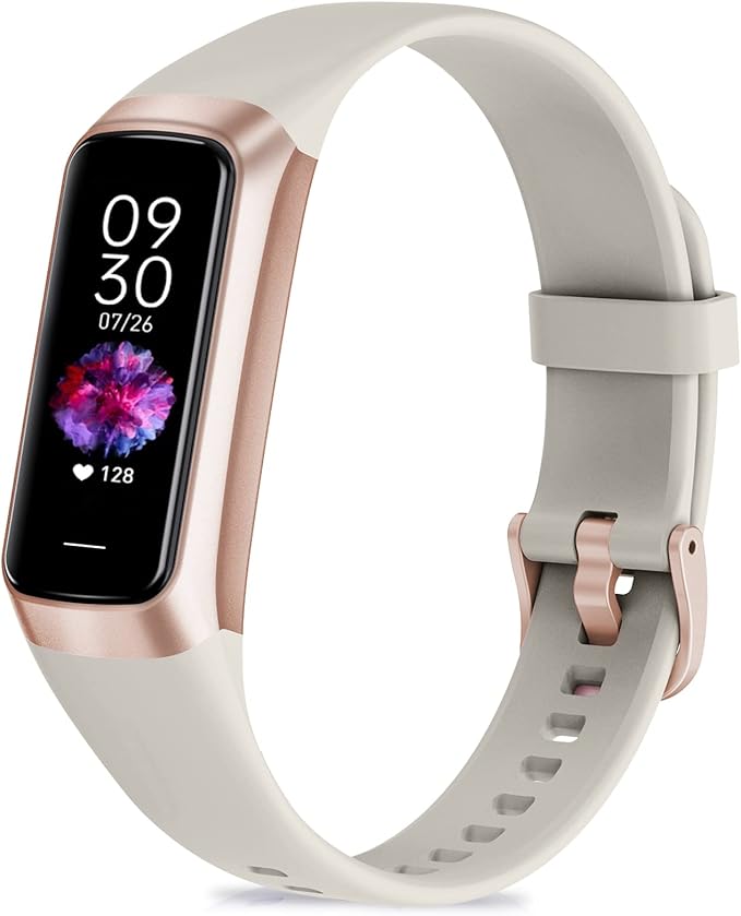 Fitness Tracker with 24/7 Heart Rate, Blood Oxygen Blood Pressure Sleep Monitor, Activity Trackers 5 ATM Waterproof,Step Calorie Counter Pedometer Health Smart Watch for Women Men Beige