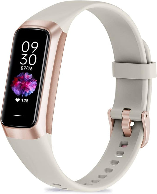 Fitness Tracker with 24/7 Heart Rate, Blood Oxygen Blood Pressure Sleep Monitor, Activity Trackers 5 ATM Waterproof,Step Calorie Counter Pedometer Health Smart Watch for Women Men Beige