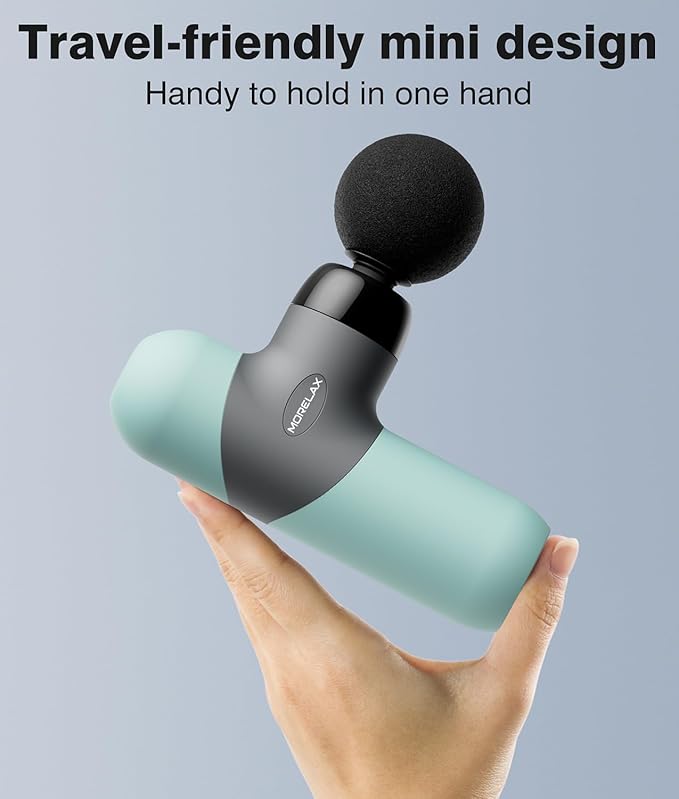 Mini Massage Gun Portable Deep Tissue Muscle Percussion Massager, Electric Handheld Sport Massager with 6 Massage Heads 4 Speed, Best Gift (Mint)