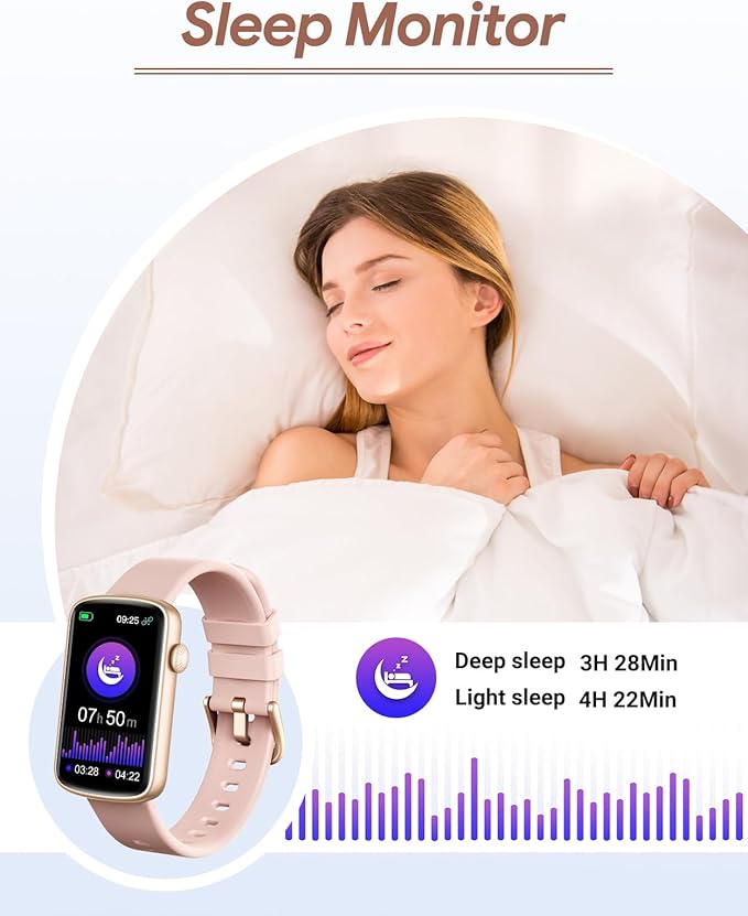 Fitness Tracker, Fitness Watches for Women Men with Heart Rate Monitor Blood Oxygen Sleep Tracker Pedometer, 1.47" Smart Watch Step Calorie Counter for Android iOS IP68 Waterproof (Pink)