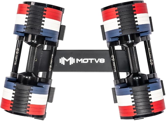 Probell 580 Adjustable Dumbbells - Motv8 Probell 580s, 5lbs - 80lbs Adjustable Free Weight Nuobell Style Dumbbells for Men and Women - Strength Training and Fitness