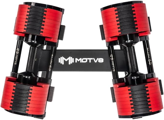 Probell 580 Adjustable Dumbbells - Motv8 Probell 580s, 5lbs - 80lbs Adjustable Free Weight Nuobell Style Dumbbells for Men and Women - Strength Training and Fitness
