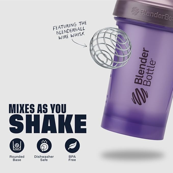 BlenderBottle Classic V2 Shaker Bottle Perfect for Protein Shakes and Pre Workout, 28oz, Full Color Purple