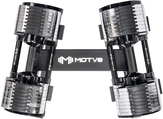 Probell 580 Adjustable Dumbbells - Motv8 Probell 580s, 5lbs - 80lbs Adjustable Free Weight Nuobell Style Dumbbells for Men and Women - Strength Training and Fitness