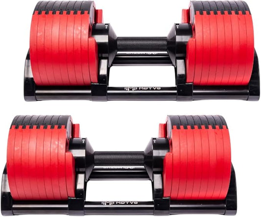 Probell 580 Adjustable Dumbbells - Motv8 Probell 580s, 5lbs - 80lbs Adjustable Free Weight Nuobell Style Dumbbells for Men and Women - Strength Training and Fitness