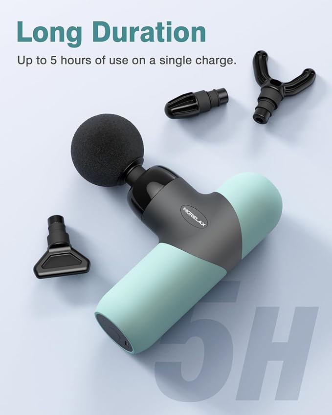 Mini Massage Gun Portable Deep Tissue Muscle Percussion Massager, Electric Handheld Sport Massager with 6 Massage Heads 4 Speed, Best Gift (Mint)