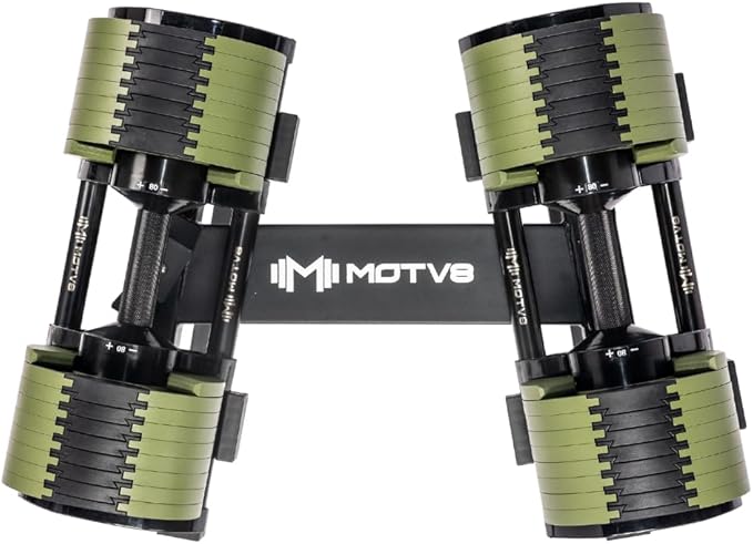 Probell 580 Adjustable Dumbbells - Motv8 Probell 580s, 5lbs - 80lbs Adjustable Free Weight Nuobell Style Dumbbells for Men and Women - Strength Training and Fitness