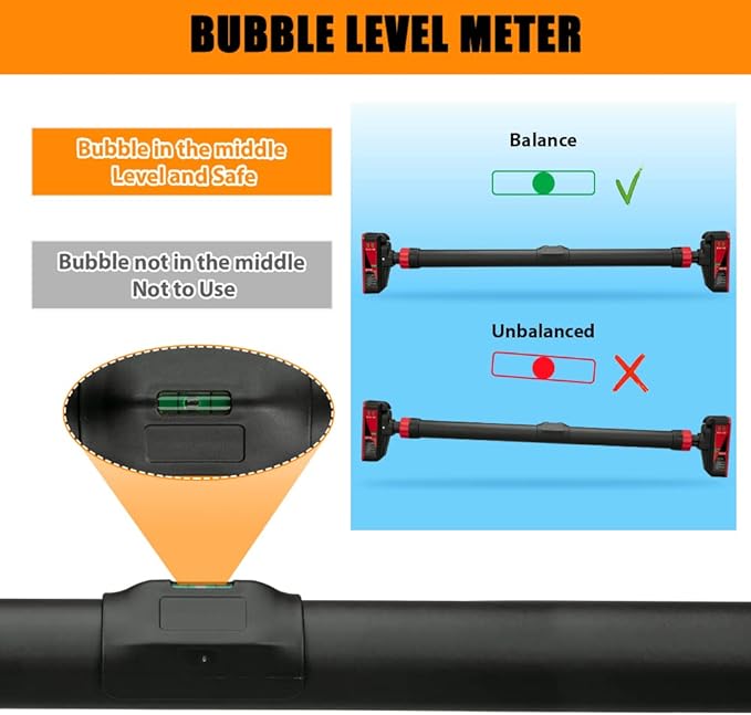 Pull Up Bar for Doorways, Chin Up Bar with Level Meter and Adjustable Width for Strength Training,No Screws Required, Weight Capacity 440 LBS